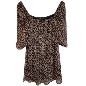 Ditzy‎ Floral Mini Dress Cottage Core Fairy Grunge Summer Vacation Sheer Size S